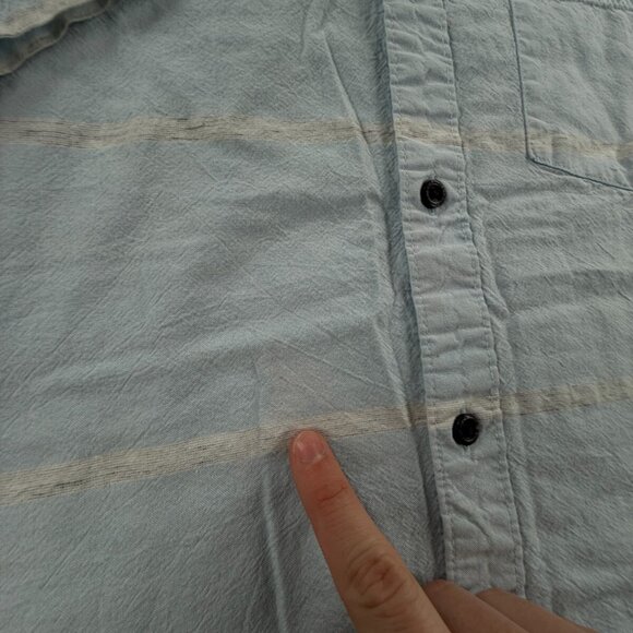 Quiksilver Button Up Shirt Short Sleeve Men Surf Blue Striped Medium Beach ** - Picture 16 of 16